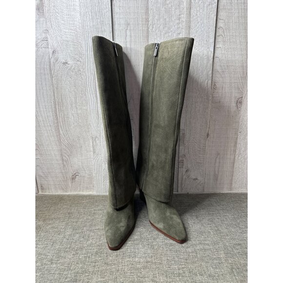 Vince Camuto VC Tibani Forrest Green Womens Sz 8.5 Suede Knee High Wedge Boots - Picture 1 of 12